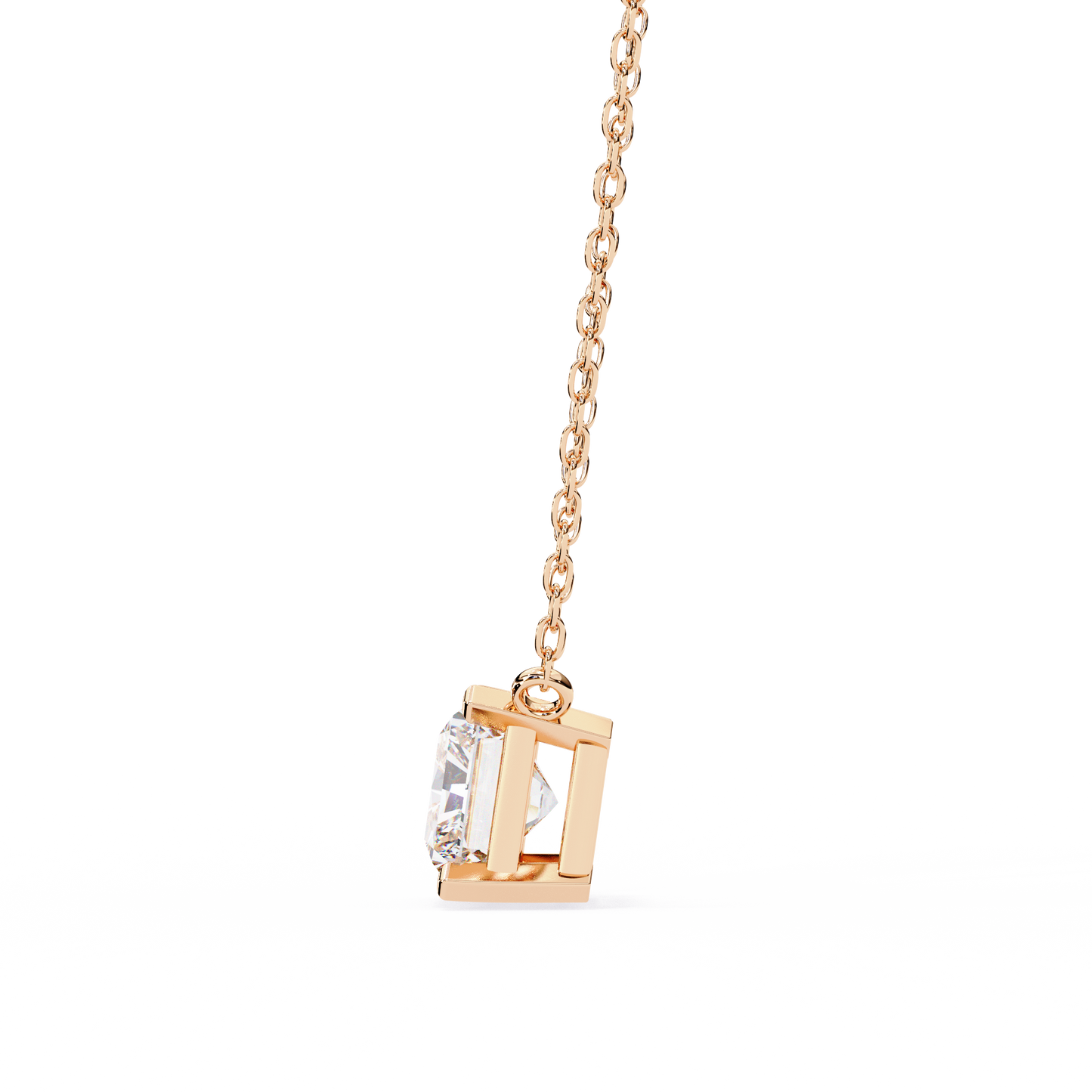 rose gold / moissanite, rose gold / lab grown