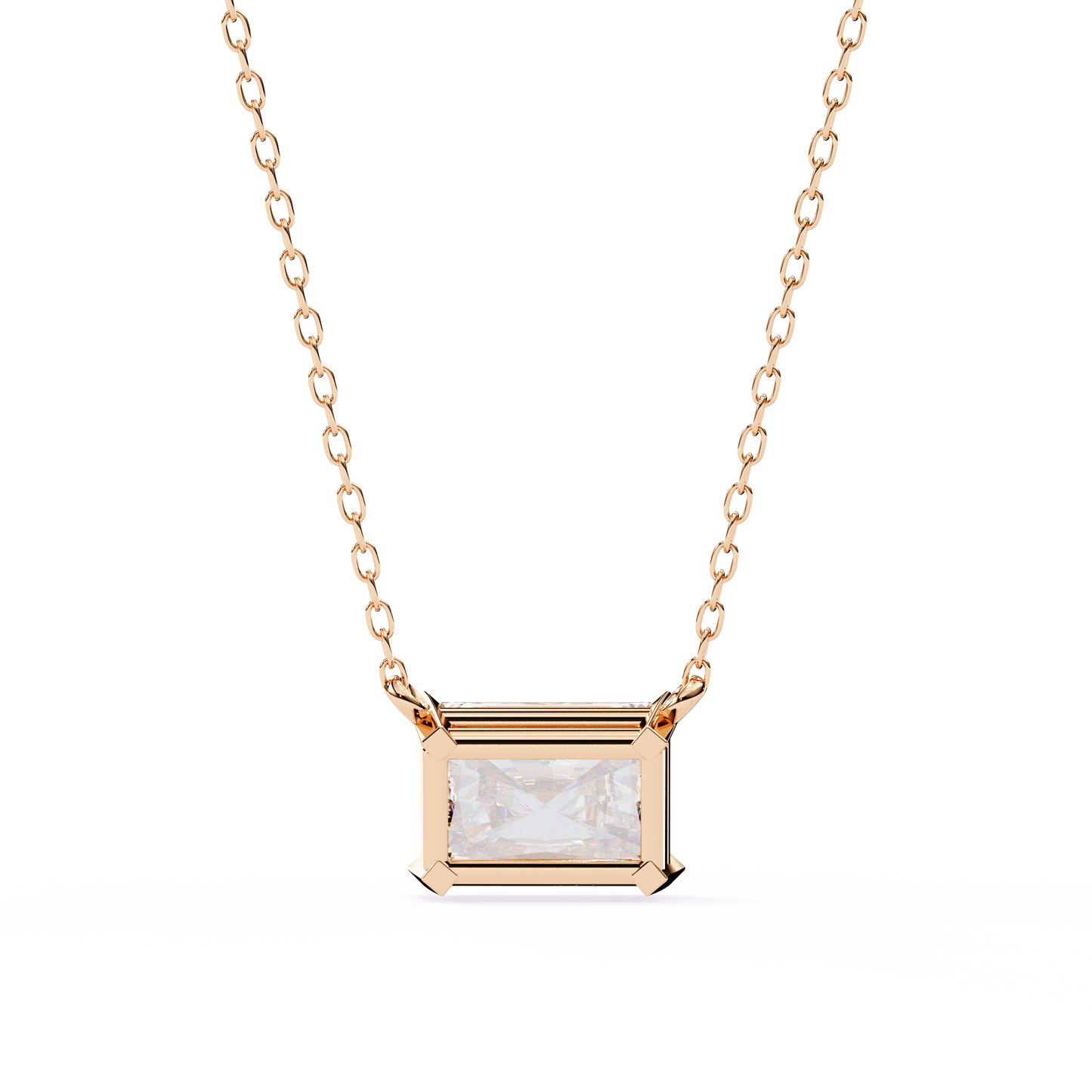 rose gold / moissanite, rose gold / lab grown