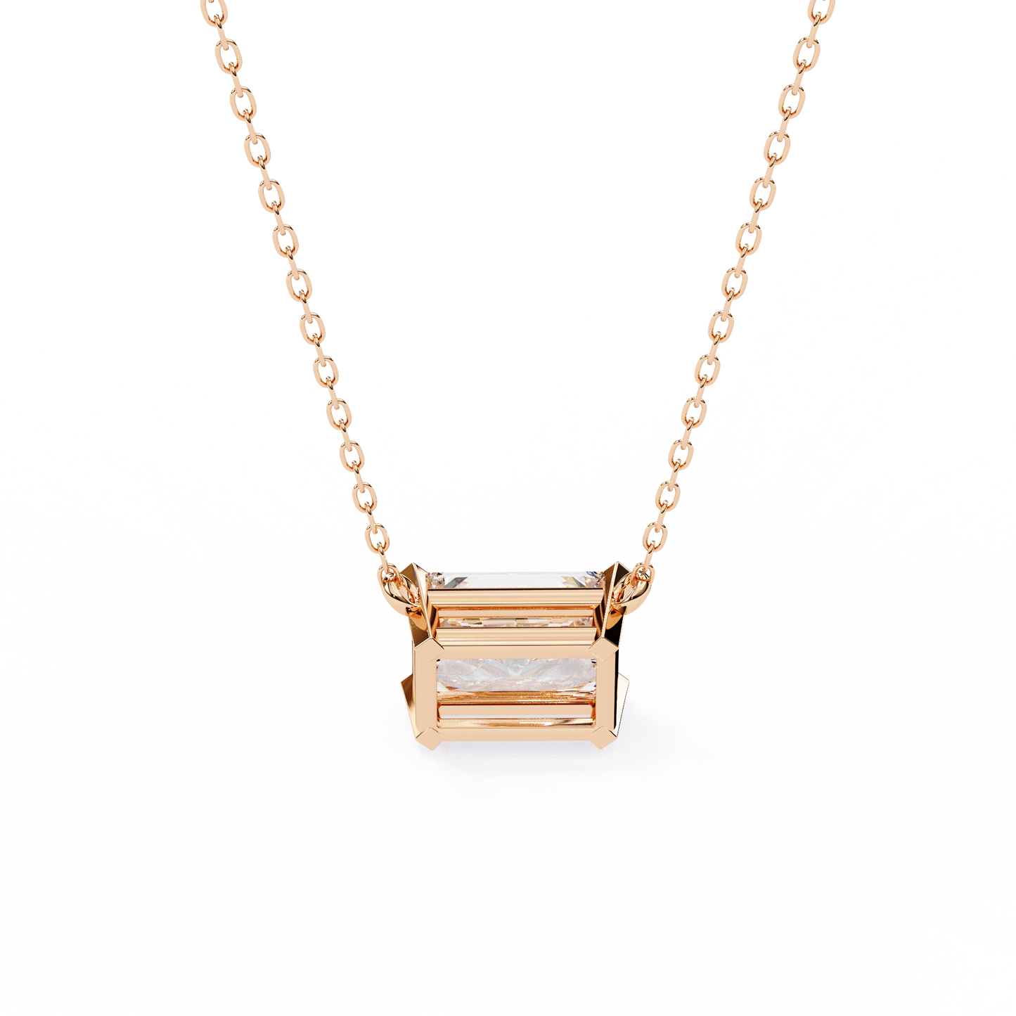 rose gold / moissanite, rose gold / lab grown