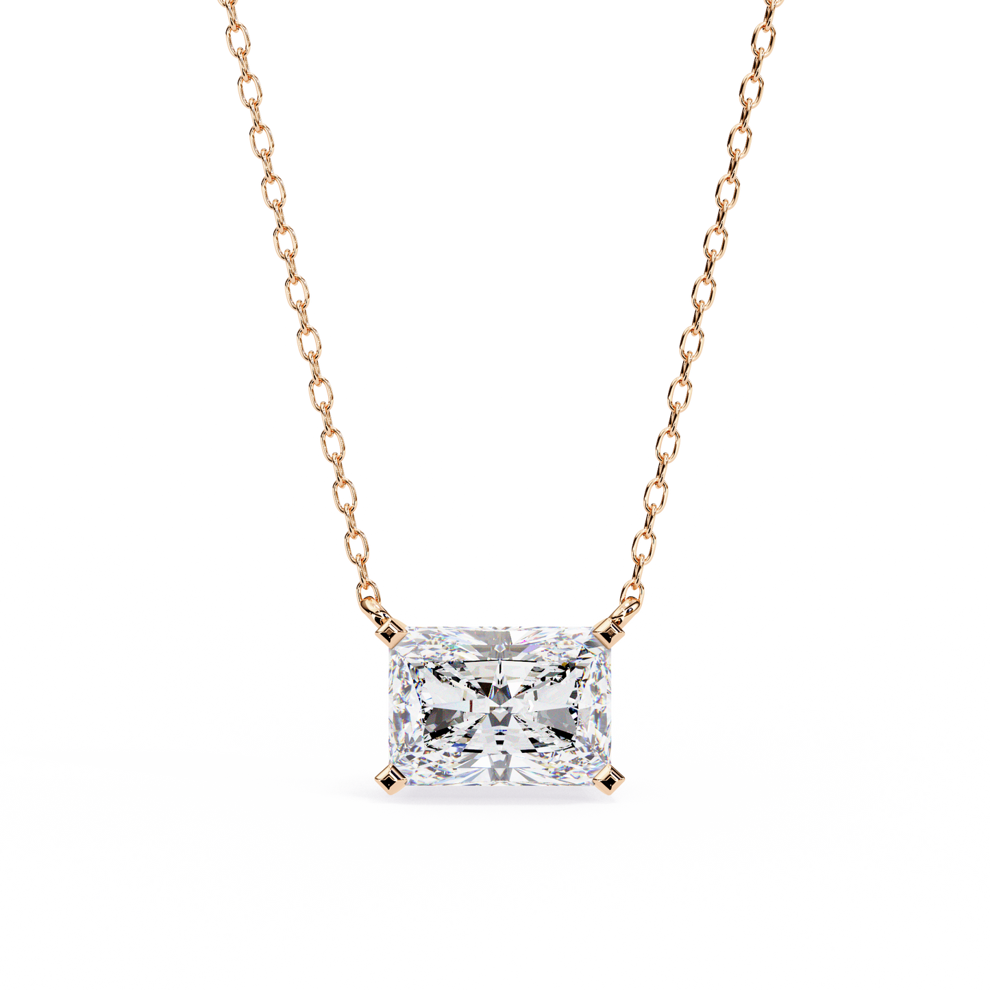 rose gold / moissanite, rose gold / lab grown