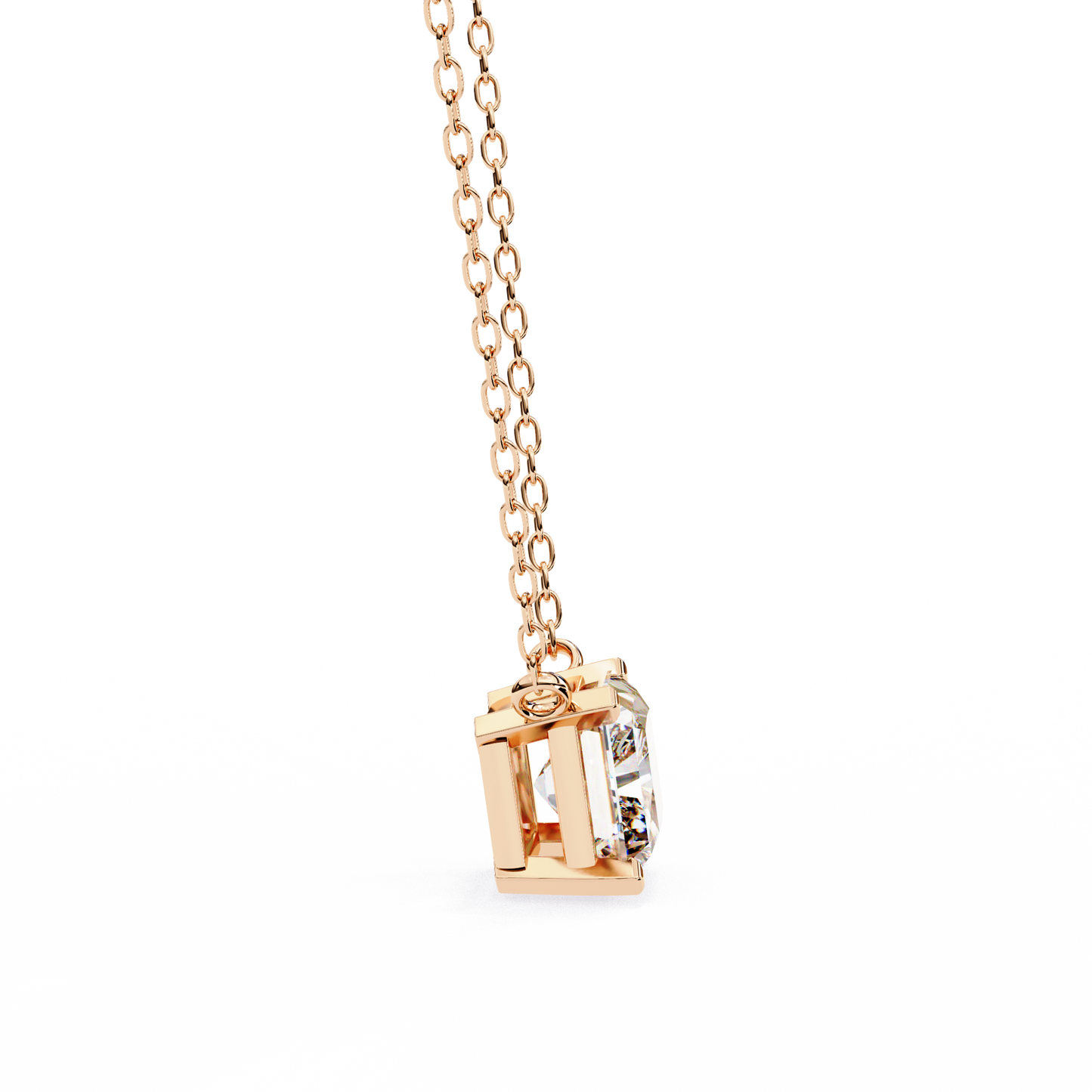 rose gold / moissanite, rose gold / lab grown