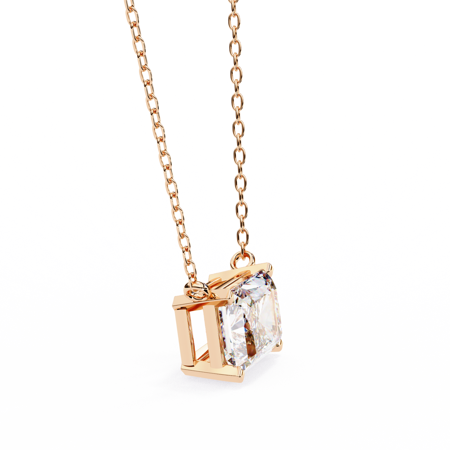 rose gold / moissanite, rose gold / lab grown
