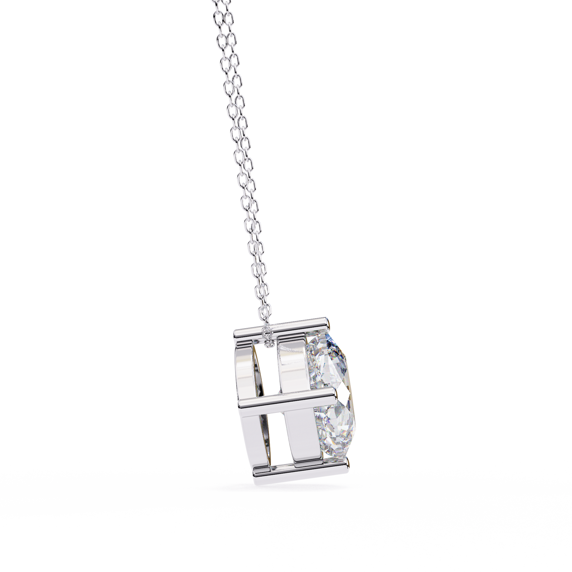 White Gold / Moissanite, White Gold / Lab Grown