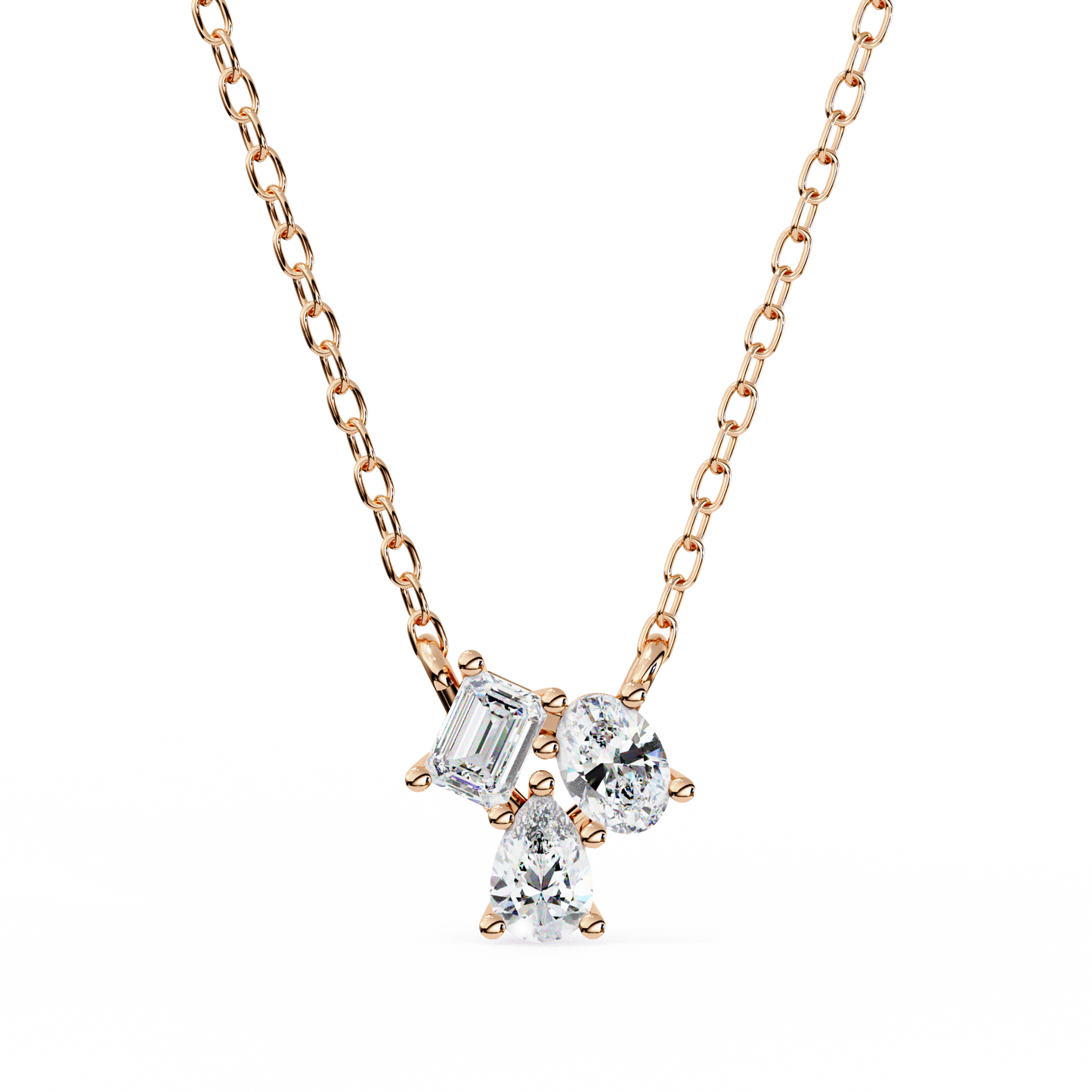 rose gold / moissanite, rose gold / lab grown