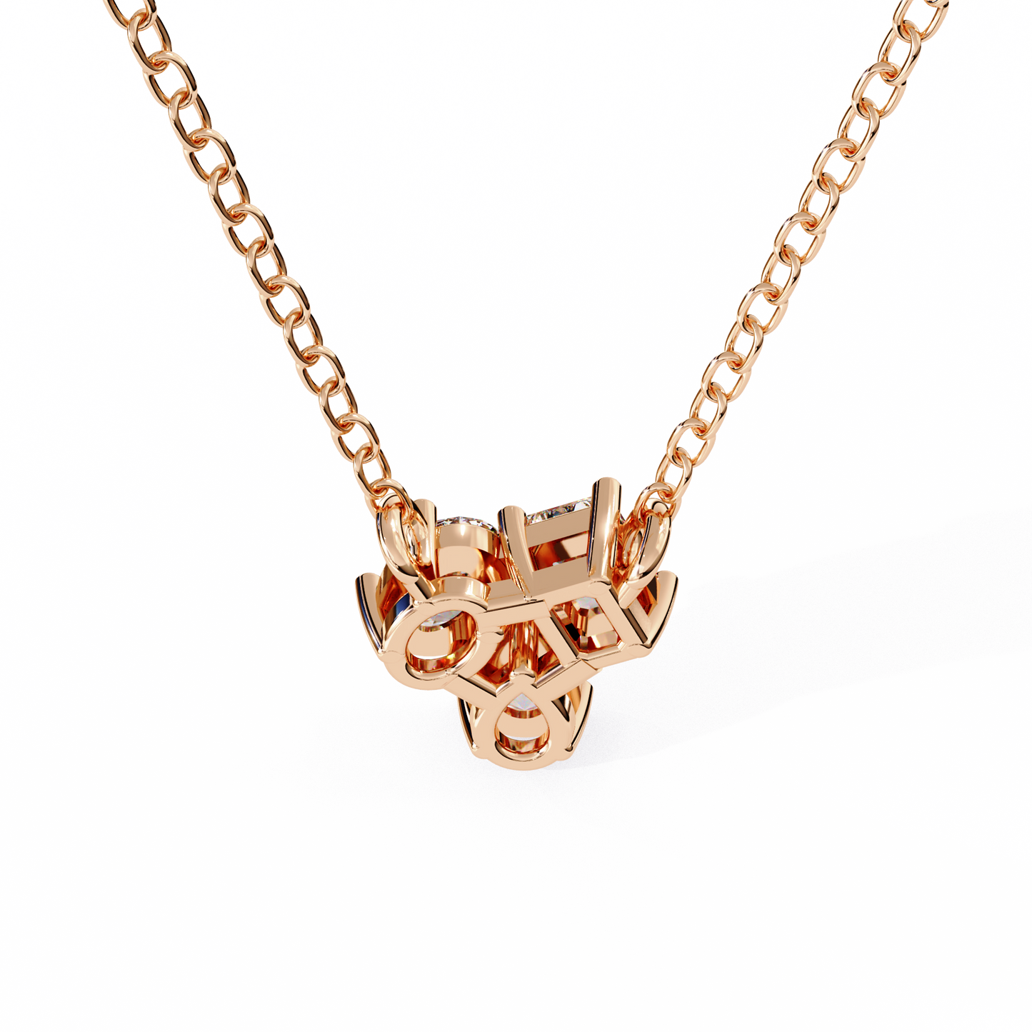 rose gold / moissanite, rose gold / lab grown