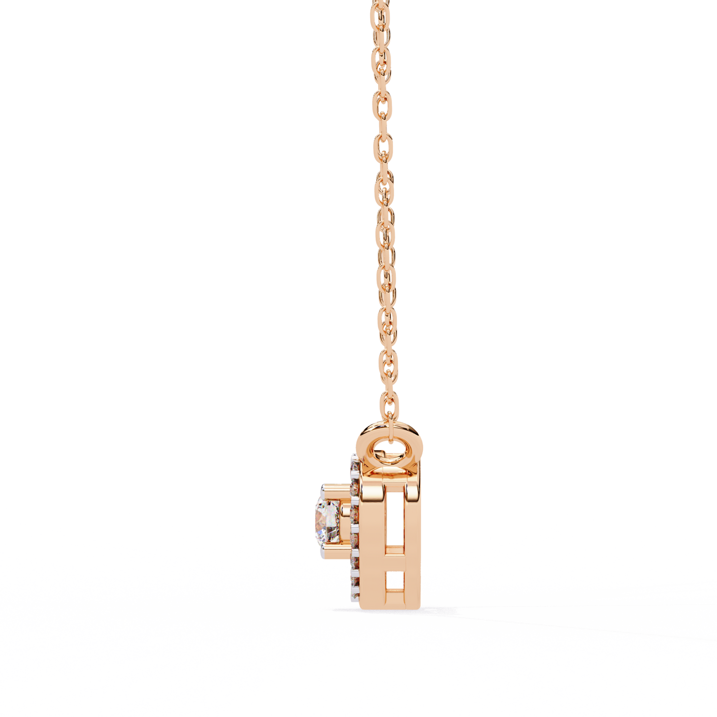 rose gold / moissanite, rose gold / lab grown