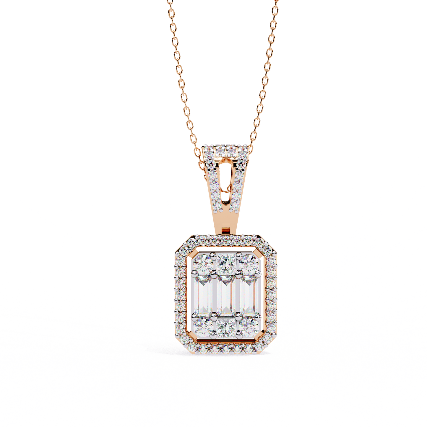 rose gold / moissanite, rose gold / lab grown
