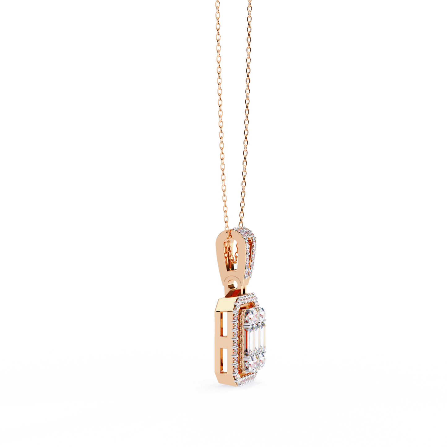rose gold / moissanite, rose gold / lab grown