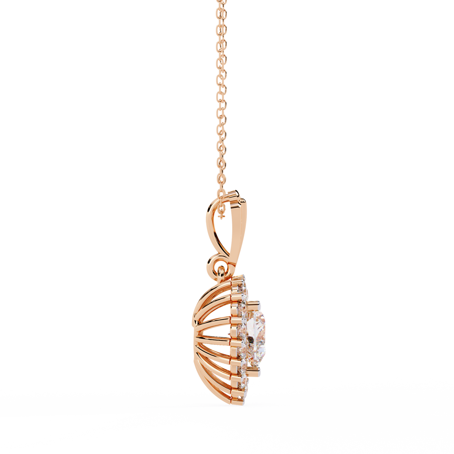 rose gold / moissanite, rose gold / lab grown