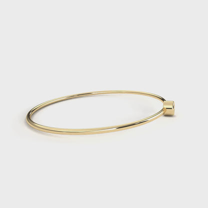 0.10 CT Gold Bangle Bracelet With Center Round Diamond