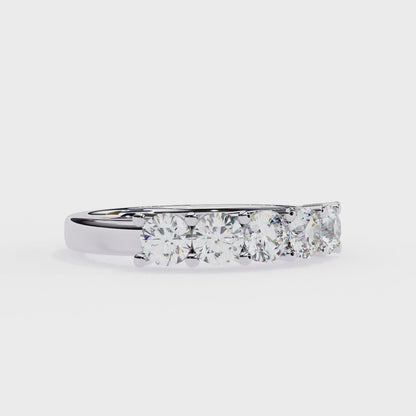 Round Diamond Five Stone Wedding Band