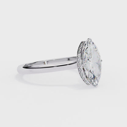 1.60 CT Marquise Petite Pave Hidden Halo Engagement Ring