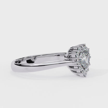 1.35 CT Classic Heart Diamond Vintage Halo Engagement Ring