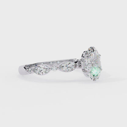2.55 CT Oval Solitaire With Accent Engagement Ring