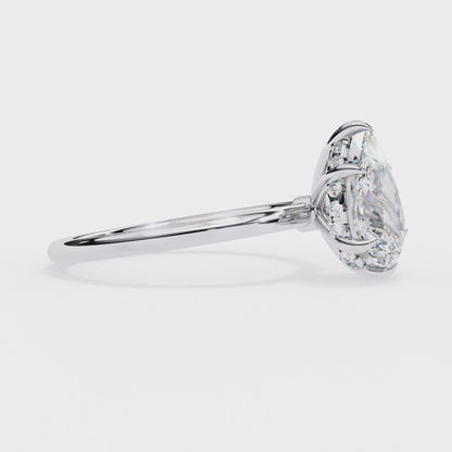 Pear Diamond Hidden Halo Engagement Ring