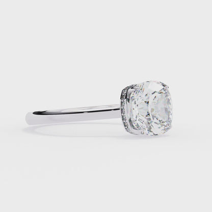 3.09 CT Cushion Pave Hidden Halo Engagement Ring