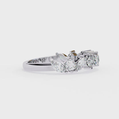 Marquise With Round Diamond half Eternity Wedding Band