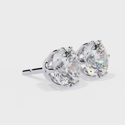3.90 CT Classic Round Six Prong Set Stud Earrings