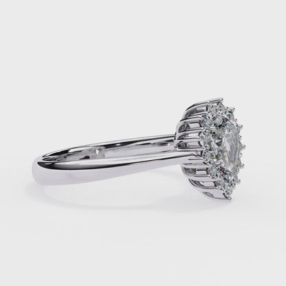 Pear Diamond Vintage Halo Engagement Ring