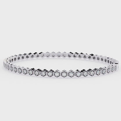 1.20 CT Round Diamond With Hexagon Shape Tennis Bracelet