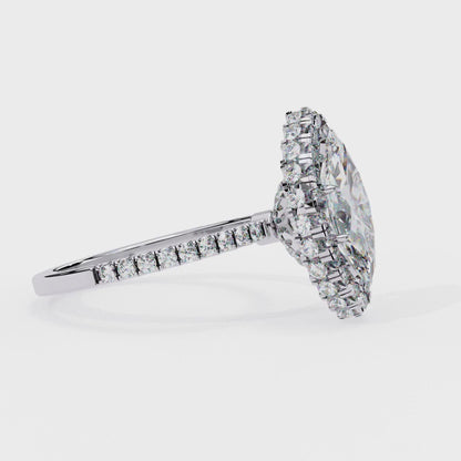 2.40 CT Marquise Unique Halo Engagement Ring