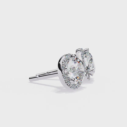 2.07 CT Round Diamond Halo Set Stud Earrings