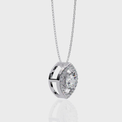 0.62 CT Marquise Shape Pendant With Round Diamond