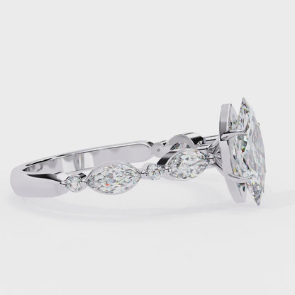 2.15 CT Marquise Solitaire With Accent Engagement Ring