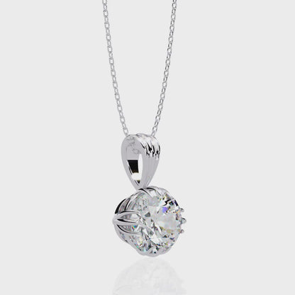 2.00 CT Round Unique Prong Pendant with Chain