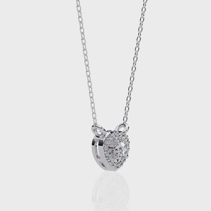 0.35 CT Heart Shape With Round Diamond Pendant Necklace