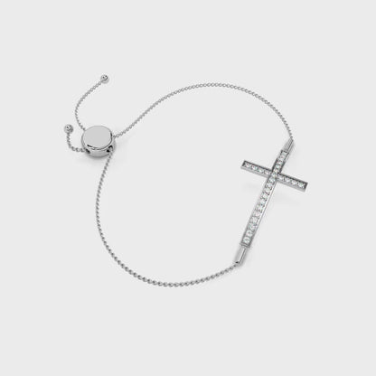 0.92 CT Luxury Round Diamond Cross Bracelet