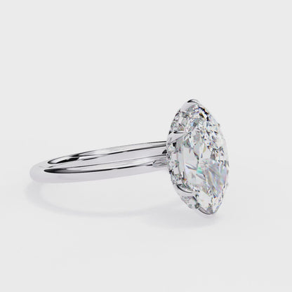 Marquise Diamond Hidden Halo Engagement Ring