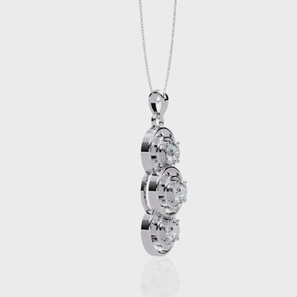 1.08 CT Round Three Step Pendant with Chain
