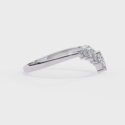 Marquise & Round Diamond Curved Wedding Band
