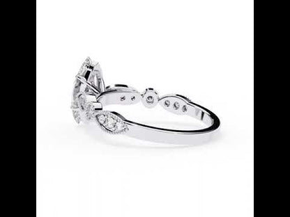 Marquise Diamond Cathedral With Milgrain Band Engagement Ring