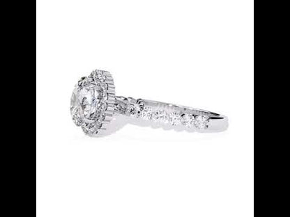 Oval Diamond Halo with Shared Prong Band Engagement Ring