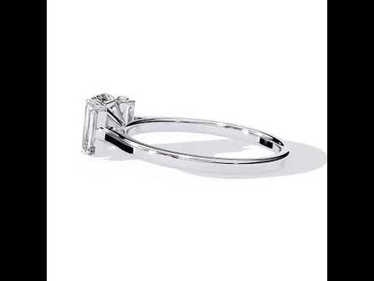 Emerald Three Diamond with Cathedral Engagement Ring