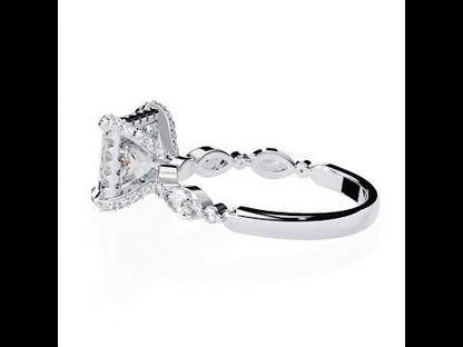 Princess Diamond Halo with Accent Stone Engagement Ring