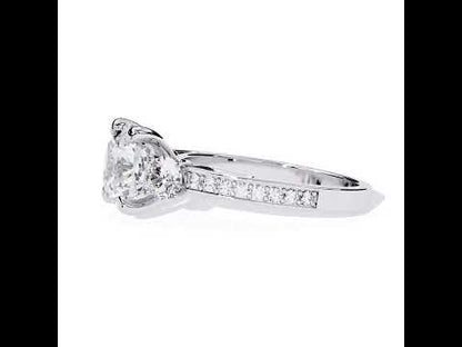 Princess & Round Diamond Three Diamond  Engagement Ring