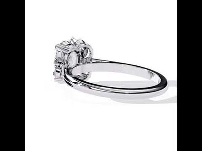 Oval Diamond with Fancy Halo Engagement Ring