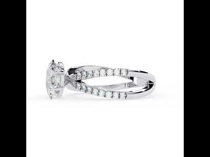 Oval Diamond Hidden Halo With Split Shank Engagement Ring