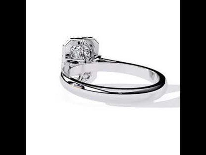 Radiant Diamond Halo with Lotus Prong Engagement Ring