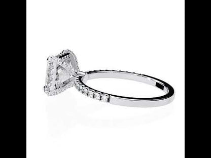 Princess Diamond Halo with Pave Band Engagement Ring