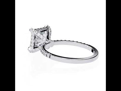 Princess Diamond Halo with Pave Engagement Ring