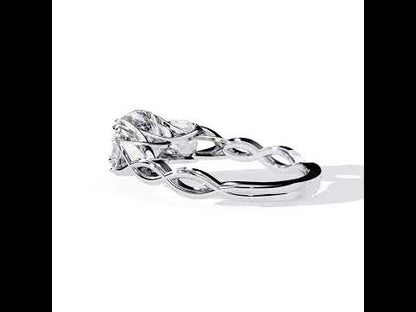 Cushion Three Diamond With Twisted Shank Engagement Ring