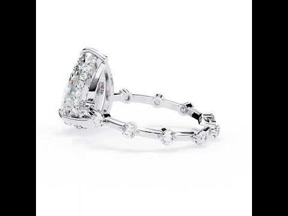Pear Diamond Hidden Halo with Space Accent Engagement Ring
