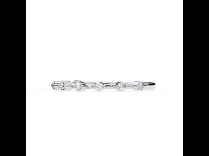 Round Diamond Prong Half Eternity Wedding Band