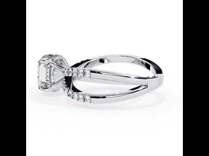 3.45 CT Cushion Hidden Halo with Split Shank Engagement Ring