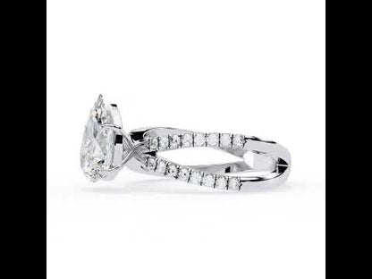 Pear Diamond Split Shank Engagement Ring
