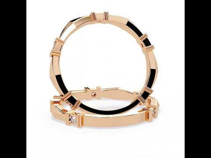 Round Diamond With Geometrical Stackable Wedding Band